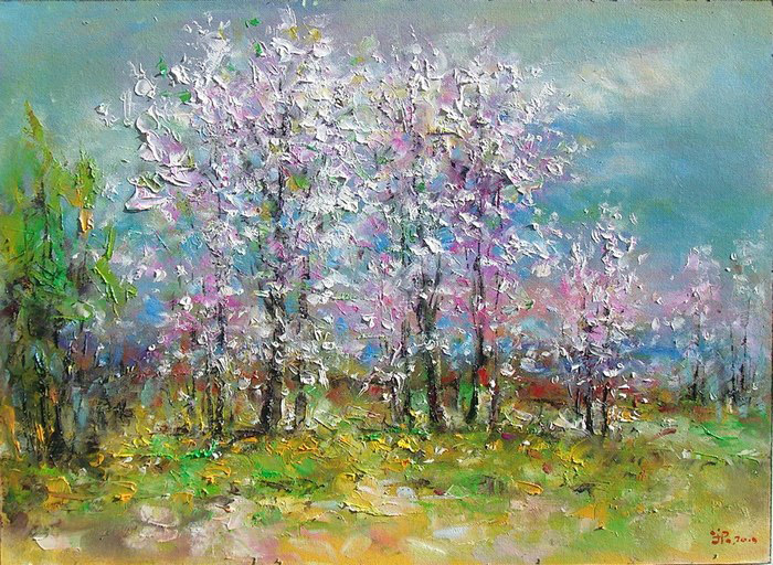 Spring Landscape painting - Ioan Popei Spring Landscape art painting